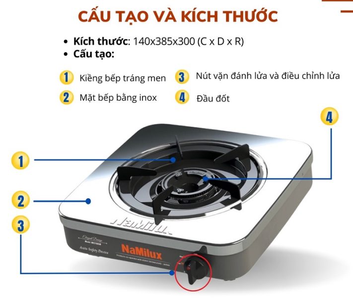 Bếp ga 1 bếp công Suất Cao NaMilux NA-350ASM
